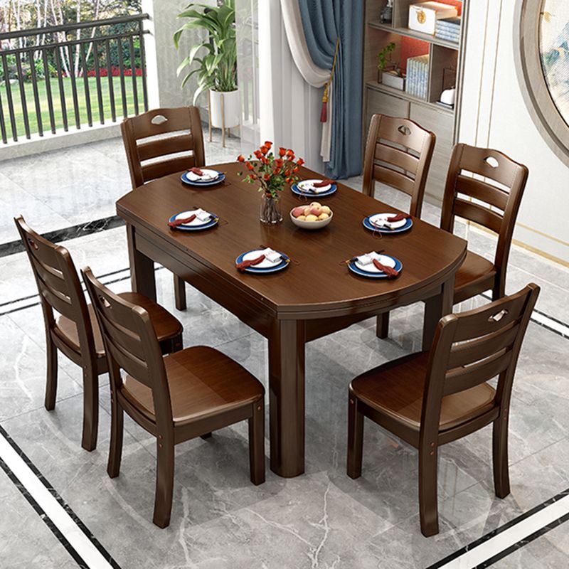 Moderne massief houten eetkamercollectie Uitschuifbare eettafel op schraag