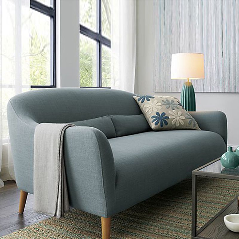 Scandinavian 3-Seat Linen Sofa Curved 33.86" D x 31.89" H Loveseat