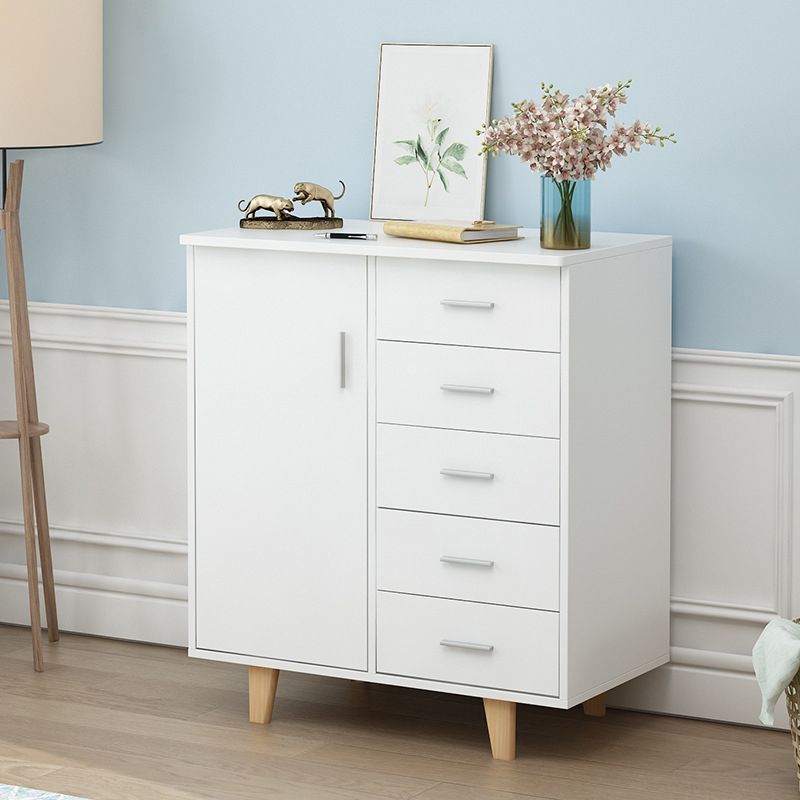 Rectangle Wood Accent Cabinet with 5 Drawers and Straight Legs Side Cabinet