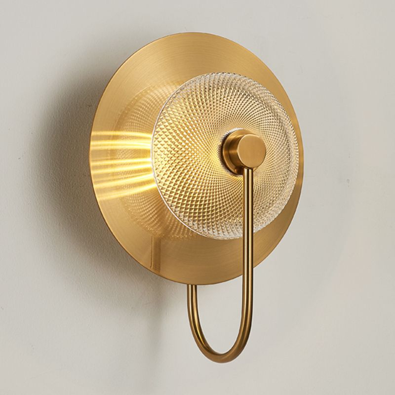 LED Post Modern Wall Sconce Iron & Glass 1 - Light Wall Mounted Fixture in Gold Finish