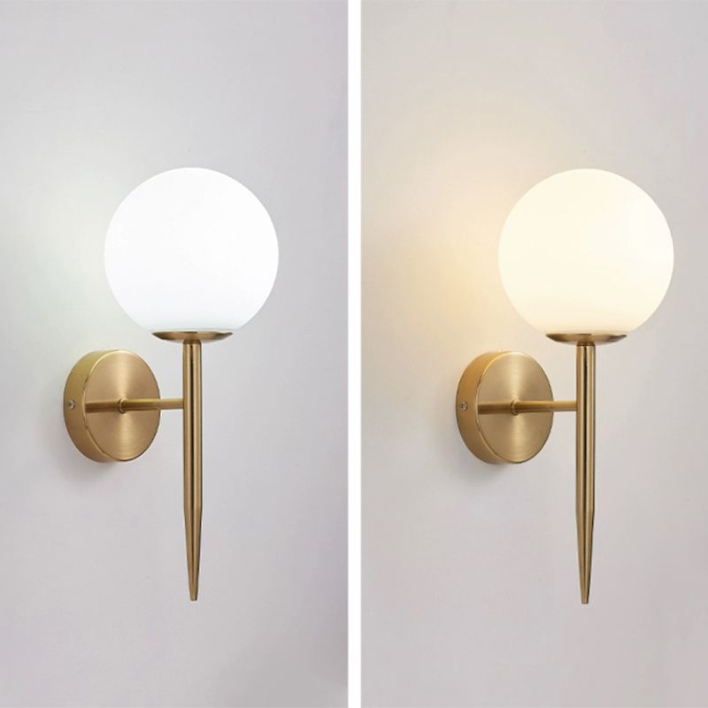 Modernism Wall Sconce Spherical Glass Wall Light Fixture in Gold for Bedroom