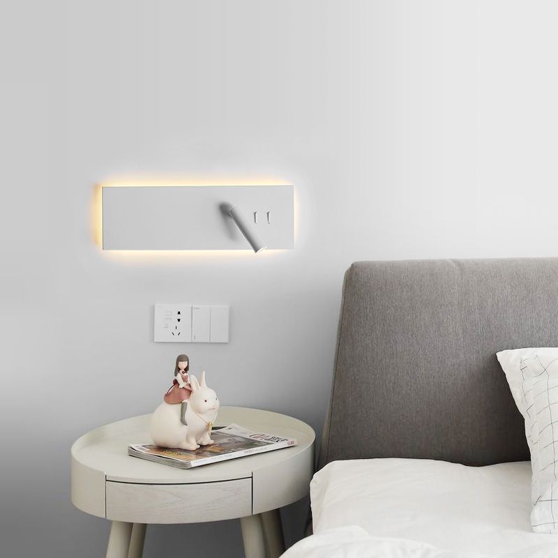 Moderna luce montata a parete rettangolare 1 lampada da parete in ferro per riflettori per camera da letto