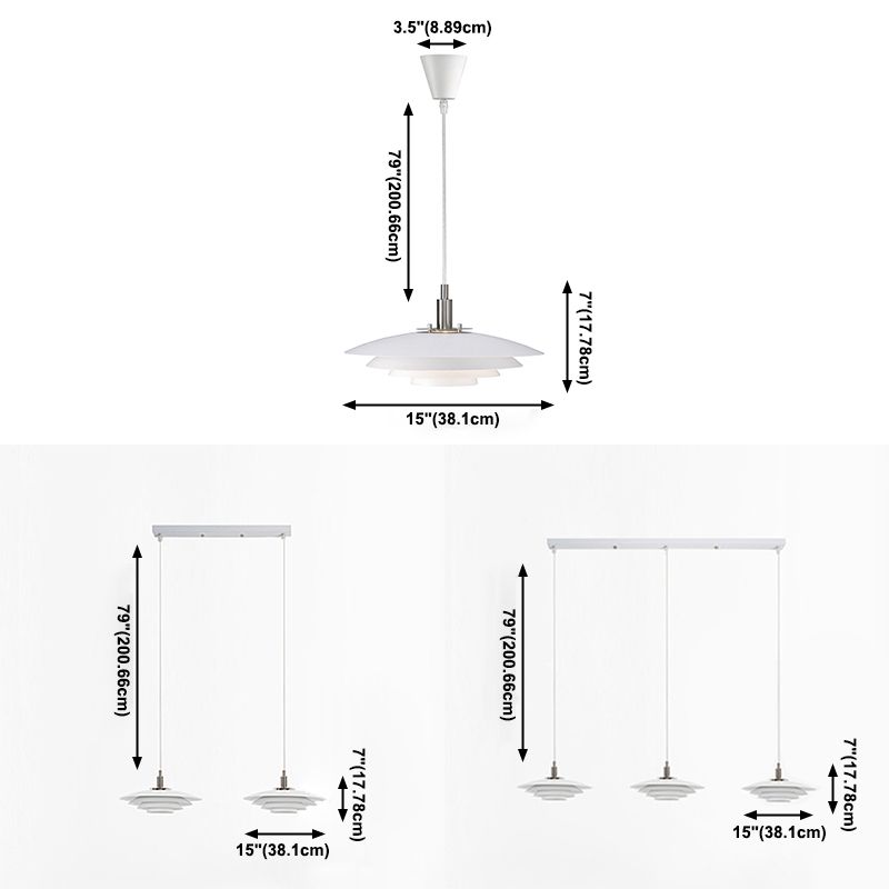 Estilo contemporáneo Geométrico Luz de comedor de comedor accesorio de iluminación de dormitorio en blanco