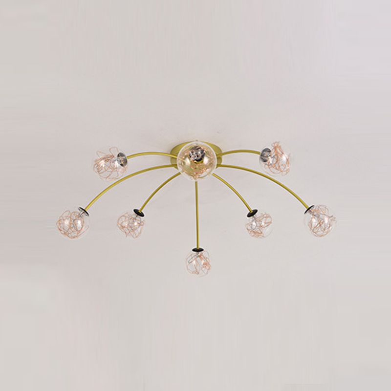 Lámpara de techo redondo de vidrio lámpara de montaje semi rasciquete led simple