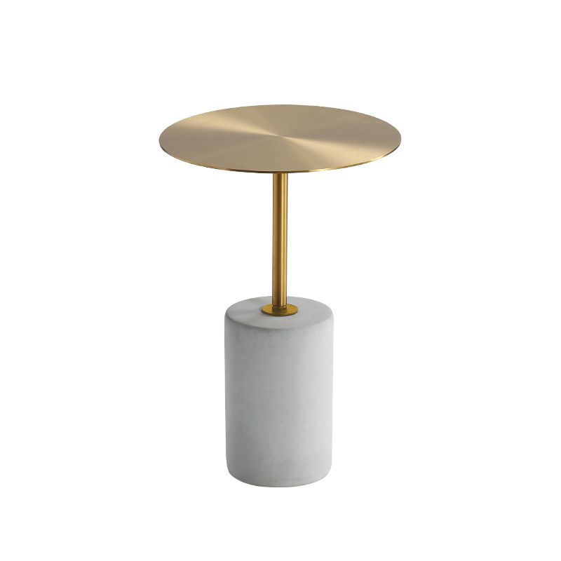 Iron End Table 15.7" Long Mid-Century Round Side Table in Grey
