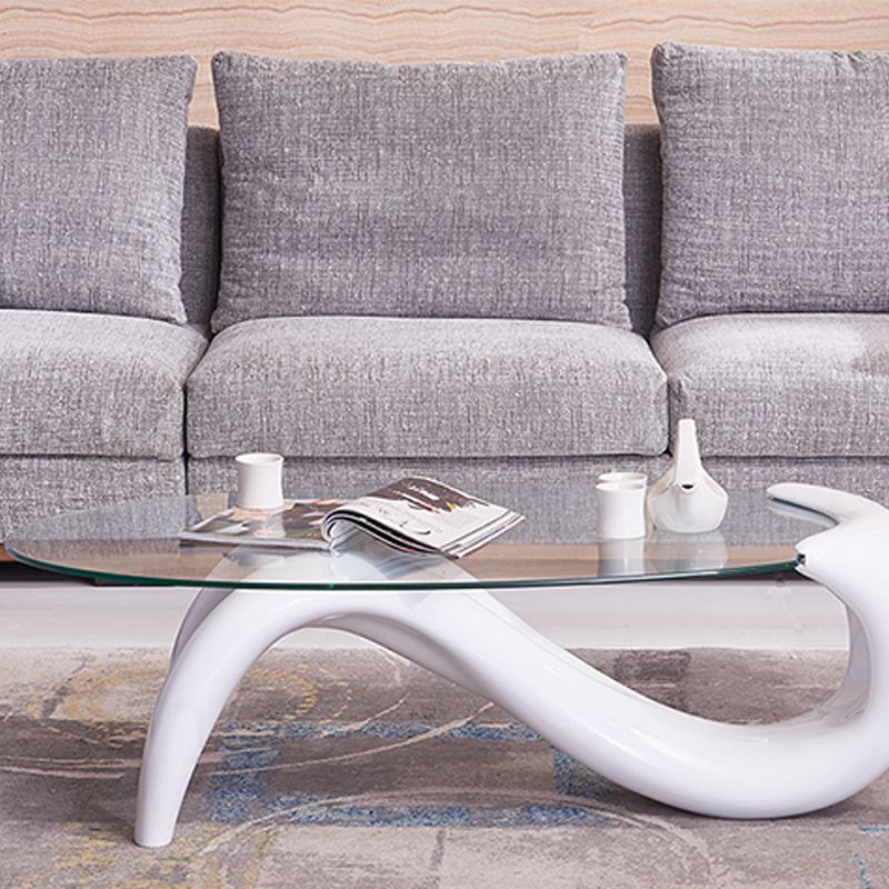 Abstract 1 Single Cocktail Table Modern Clear Glass Top Coffee Table