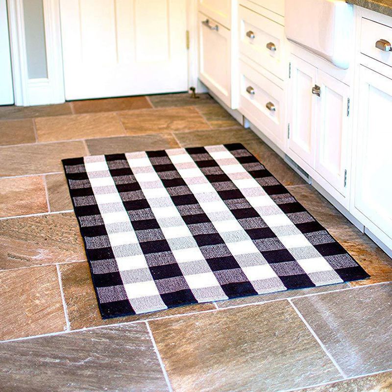 Simple Multi Color Classic Rug Cotton Blend Plaid Printed Carpet Machine Washable Easy Care Indoor Rug for Decoration