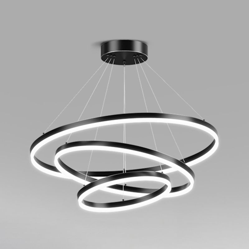 Contemporary Circle Shape Pendant Chandeliers Metal Pendant Lighting in Black