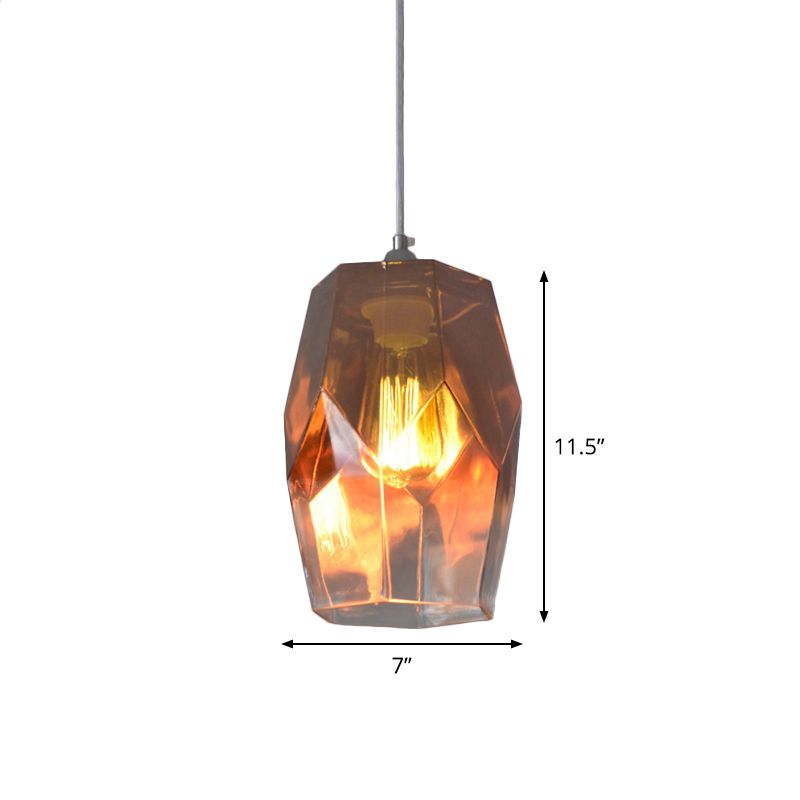 Luz de colgante de estilo contemporáneo poliedro 1 luz abierta lámpara de techo de vidrio transparente para cocina