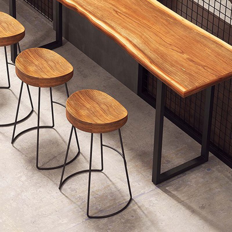 1/2/5 Pcs Light Brown Pine Wood Bar Table Set with Wooden Stools for Living Room