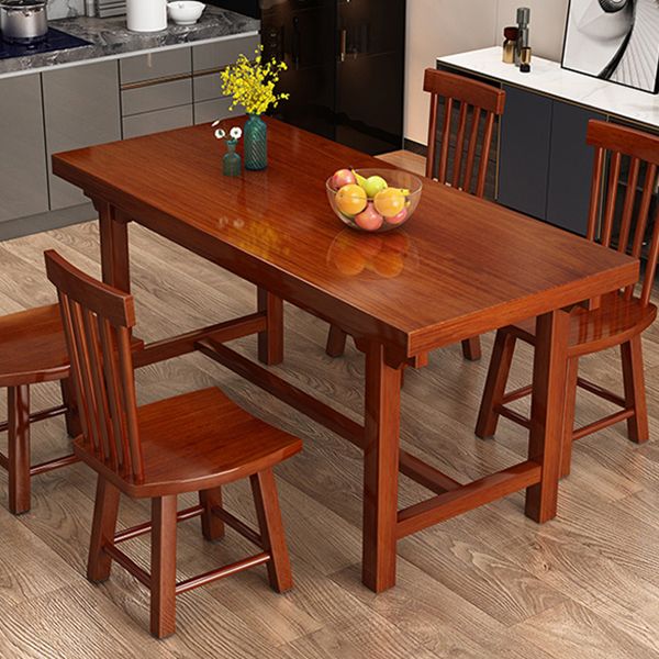 Moderner Massivholz Standard Esstisch Küche Rechteck Esstisch mit Trestle Basis