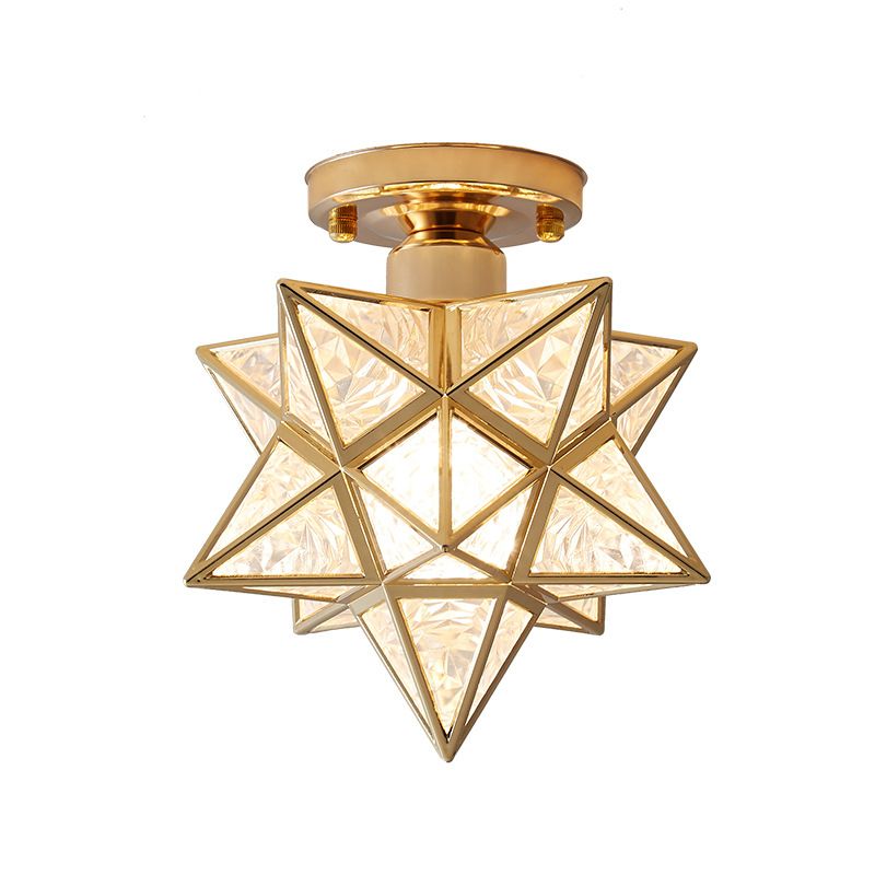 Star Semi Flush Mount Ceiling Light Modern Metal 1 Light Semi Flush