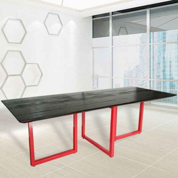 Mesa de comedor de rectángulo industrial de metal mesa de madera maciza para comedor