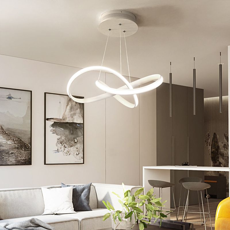 Acrylic Linear LED Hanging Lamp in Modern Simplicity Metal Pendant Light for Dining Room