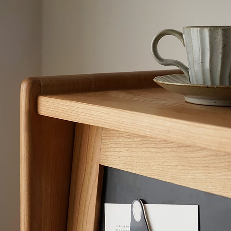 Contemporary Cabinet Bar Pulls Solid Wood with Glass Doors Paned Accent Cabinet