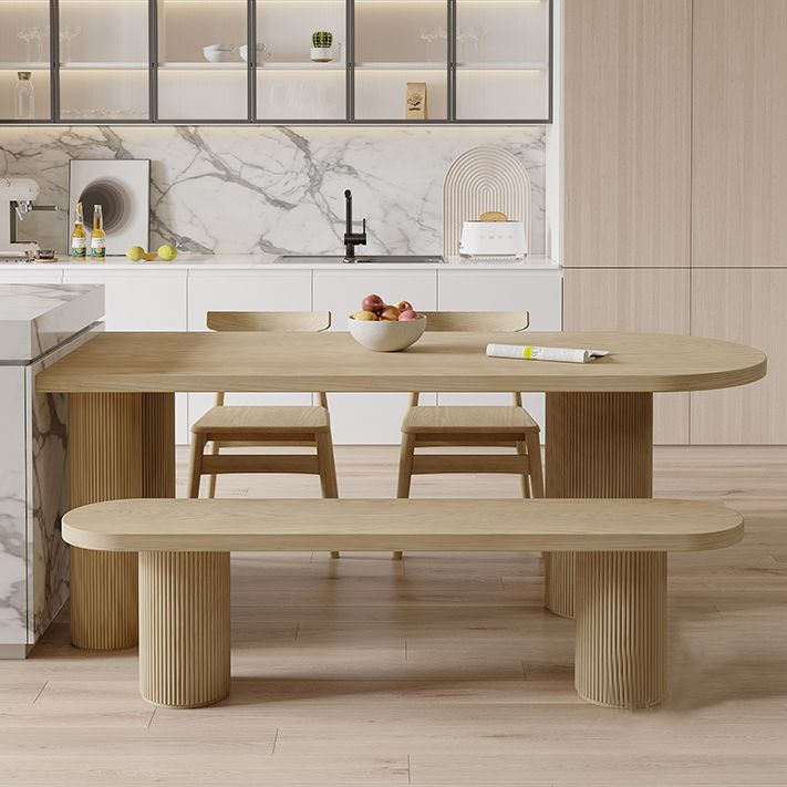 Modern Style Dining Table Brown Solid Wood Dining Table for Kitchen