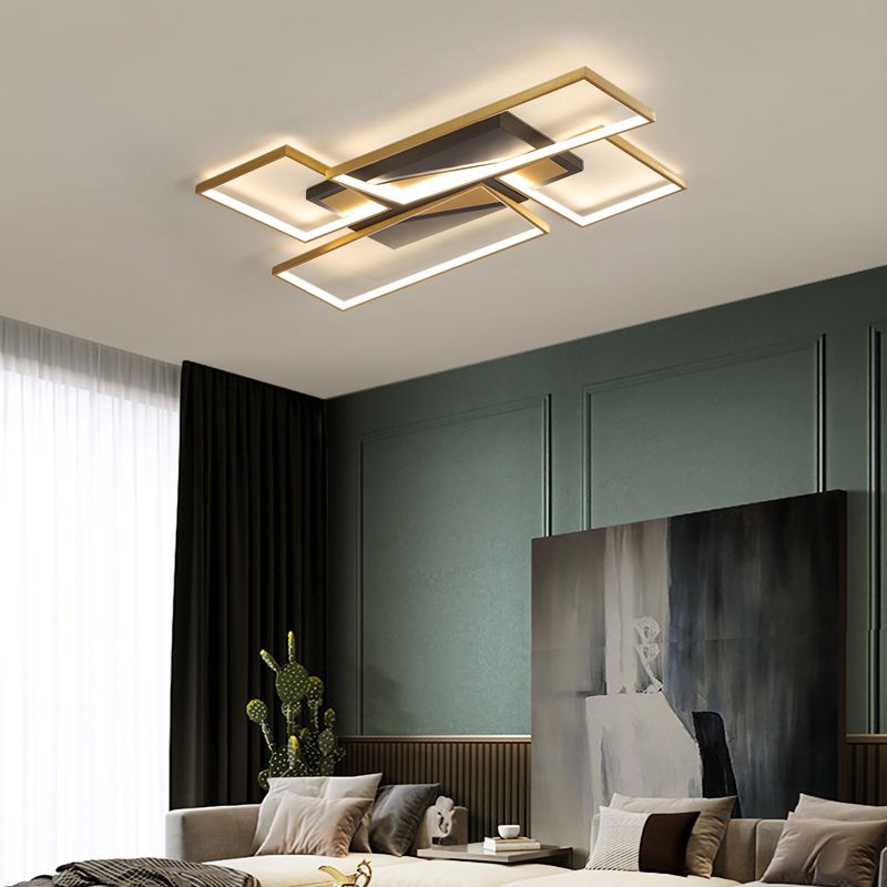 Black-gouden rechthoek plafondarmatuur eenvoud Led metalen spoelmontage lamp voor woonkamer