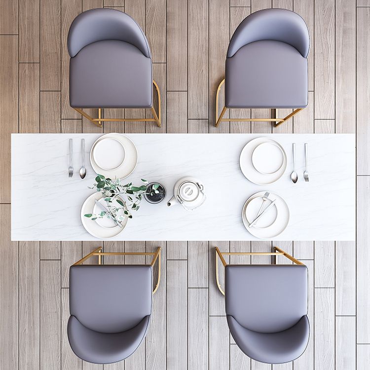 White Stone Bar Table Set 1/5 Pcs Gold Metal Base Bar Table and Stools