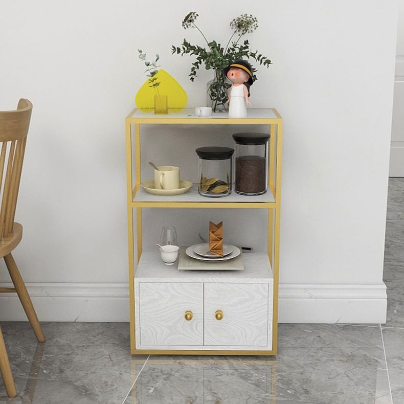 Glam Style Open Bookshelf Etagere Shelf Bookcase with Cabinet for Home