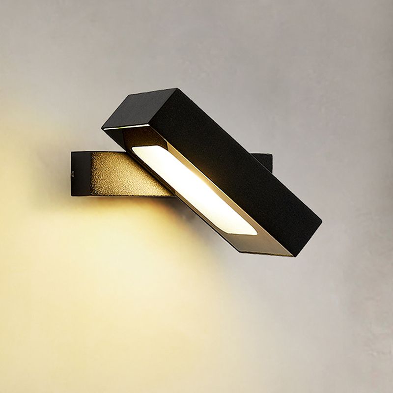 Rectangular Wall Sconce Modern Metal Black/White/Grey LED Wall Mount Light with Rotatable Design