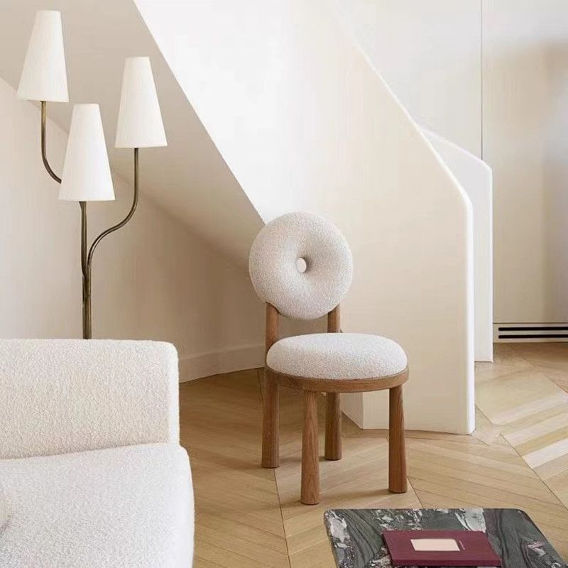 Nordic Armless Backrest Cushion Chair with Wooden Legs for Dining Room