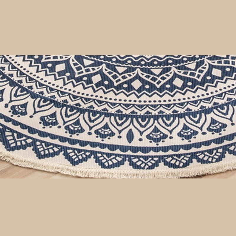 Traditional Floral Design Rug Moroccan Round Indoor Rug Cotton Blend Pet Friendly Area Carpet for Home Decoration