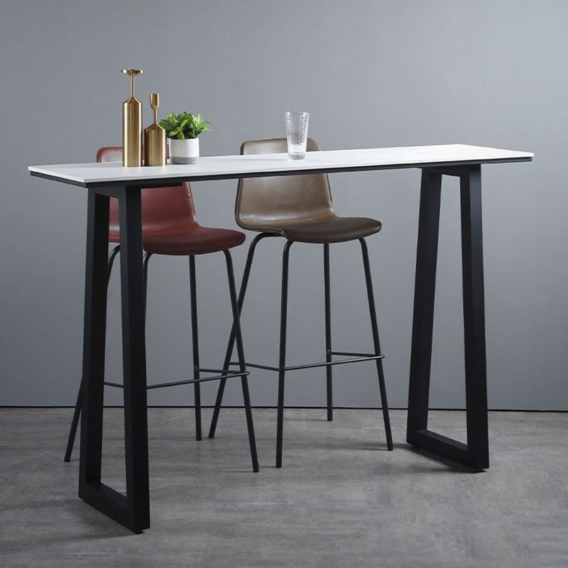 Sintered Stone Bar Table Rectangle Sled Base Dining Table for Kitchen Living Room