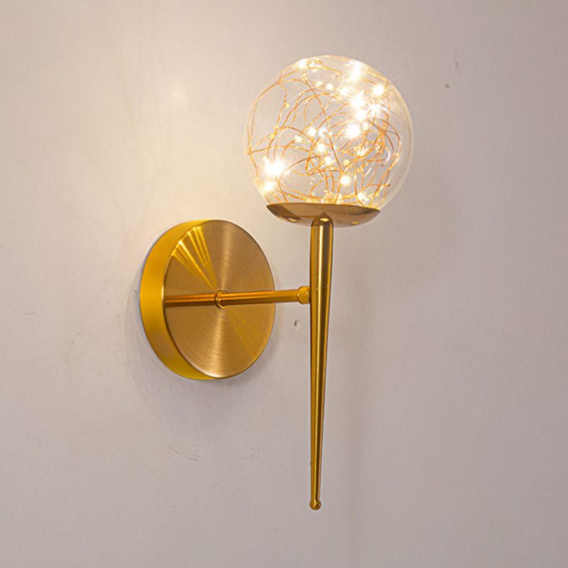 Modern Style Ball Wall Mounted Lamps Glass 1 Light Wall Lamps in Gold