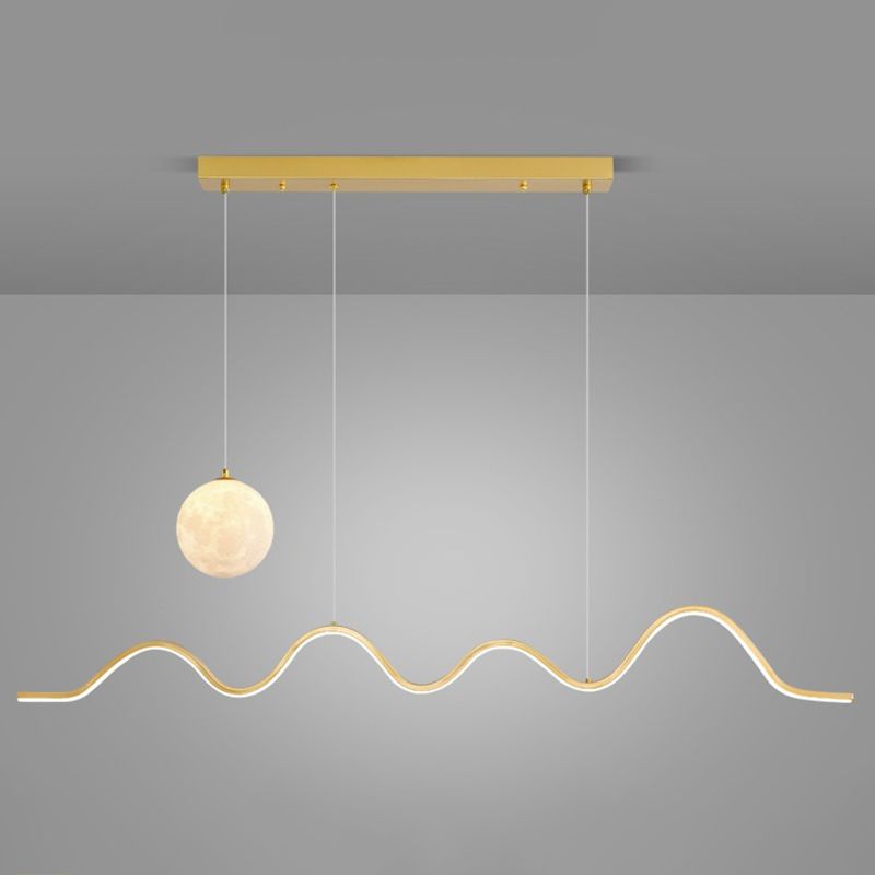 Modern Style Linear Shape Island Lights Metal 2 Light Chandelier for Living Room