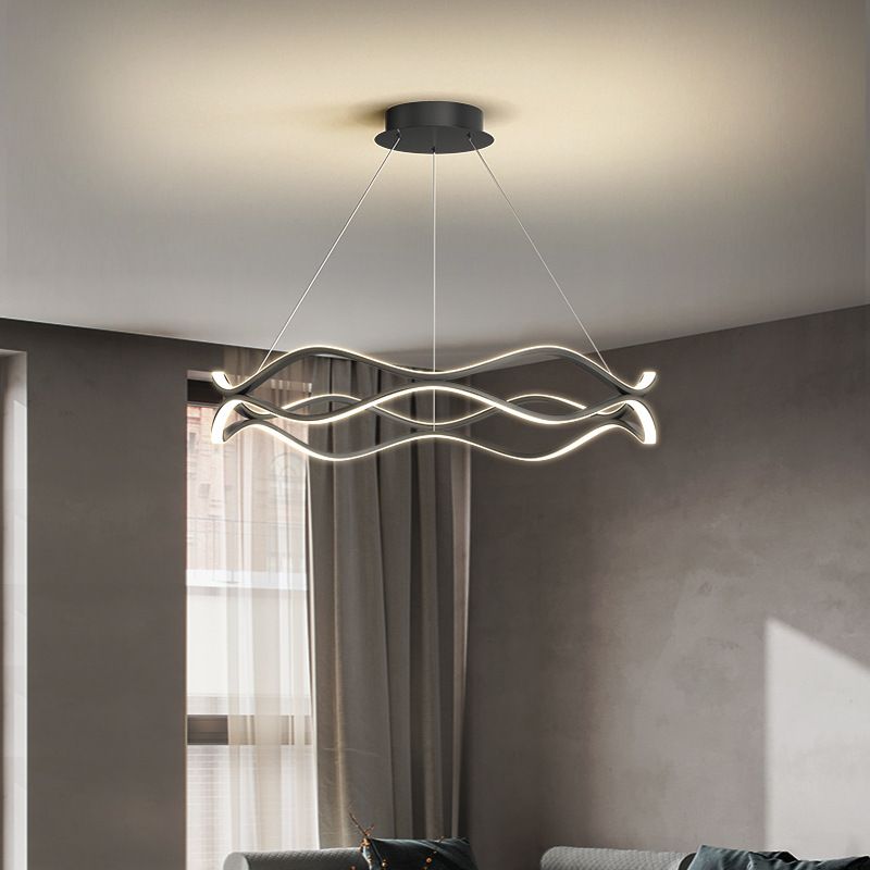 2 Lights Modern LED Chandelier Lighting Fixtures Living Room Linear Chandelier Lamp