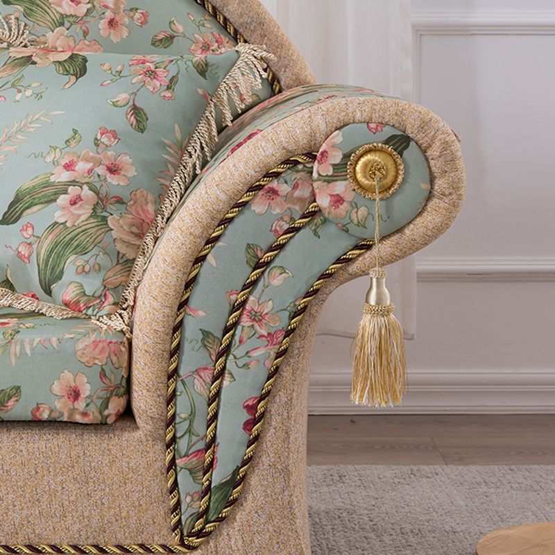 Floral with Arms Chaise Flared Arms with Legs for Bedroom Living Room
