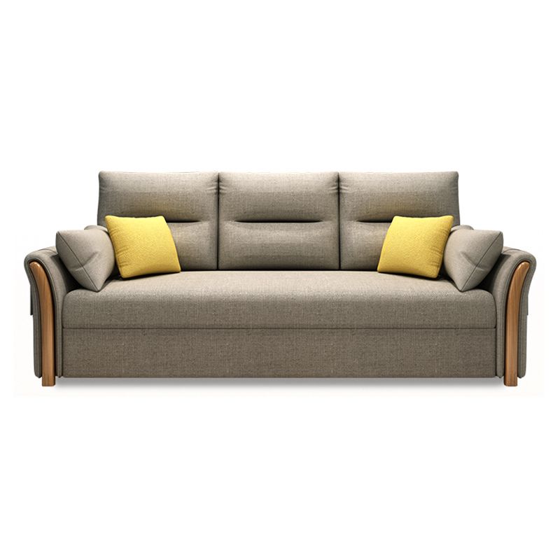 Contemporary Cotton Blend Convertible Flared Arm Couch Bed with Pillows