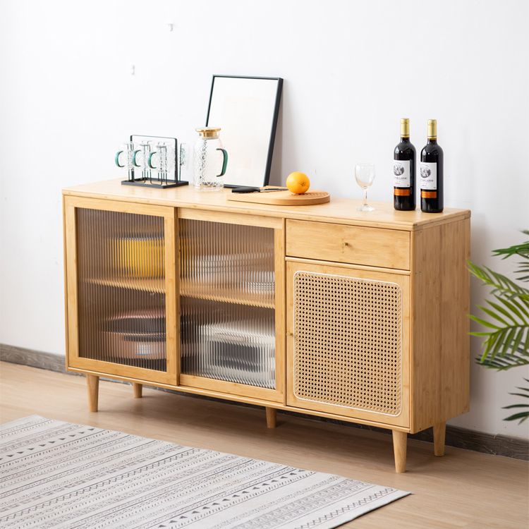 Farmhouse Glass Doors Sideboard Cabinet 32.7-inch High Buffet