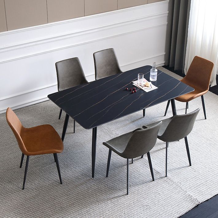 Mesa de piedra sinterizada moderna medieval para mesa rectangular de restaurantes con 4 patas