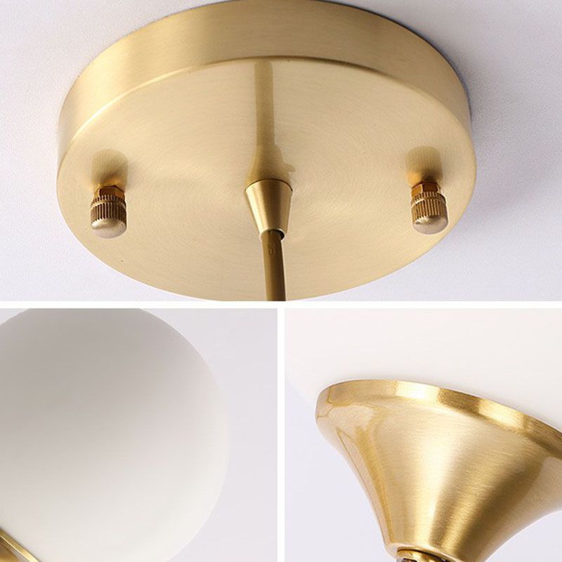 Global Suspension Pendelleuchte einfache gefrostete weiße Glas 1 Glühbirnen -Esszimmer -Drop -Lampe