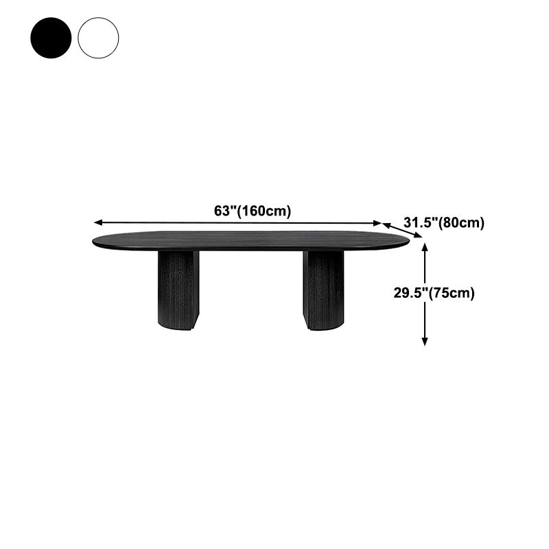 Industrial Solid Wood Dining Table Rectangle Table with Double Pedestal