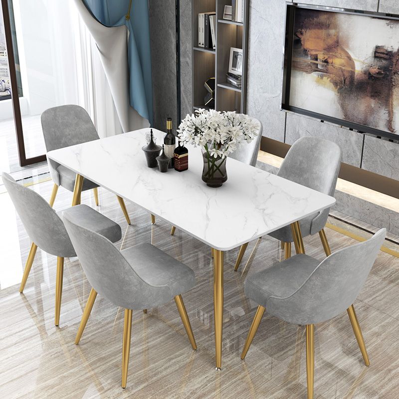 Traditional Luxury Rectangle Dining Table Stone Dinner Table with 4 Legs