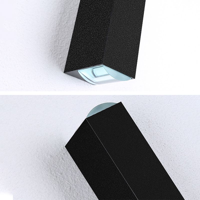 7.5" H Outdoor Waterproof LED Wall Sconce 2-Lights Modern Style Aluminum Alloy Courtyard Corridor Wall Light in Frosted Black
