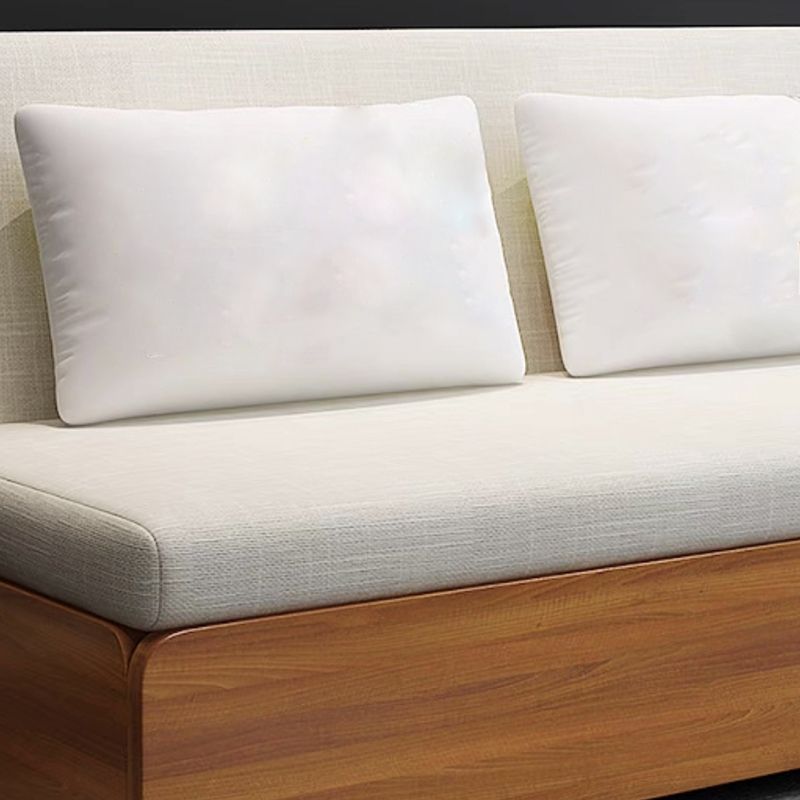 Modern and Contemporary Wood Fabric Mattress Upholstered No Theme Bed