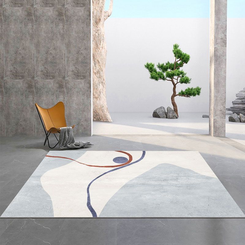Creative Abstract Print Rug Apricot Tone Polyester Area Carpet Non-Slip Backing Rug for Living Room