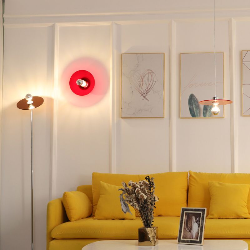 Round Wall Lighting Fixtures Modern Style Metal 1 Light Wall Lighting