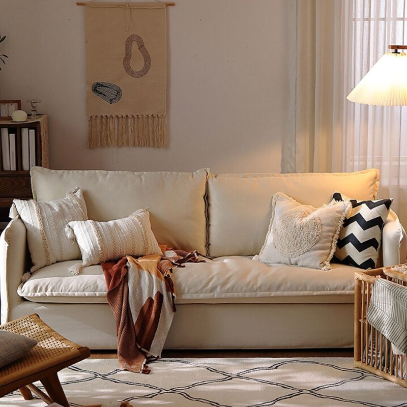 Loose Back Linen Square Arm Sofa with Slipcovered for Apartment and Living Room
