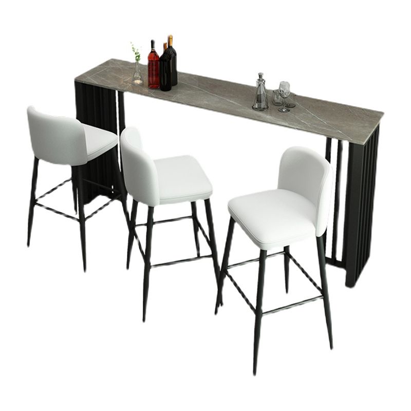 Industrial 1/2/4 Pieces Table and Stool Set Rectangle Indoor Stone Counter Height Set