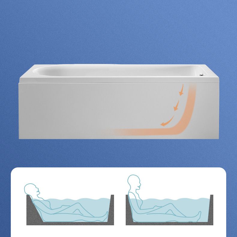 Modern Acrylic Home Bathtub Freestanding Rectangular Tub in White
