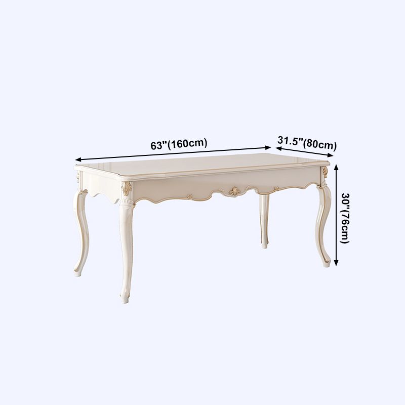 Rectangle Shape White Tone Dining Table Victoria 4 Legs Table for Dining Room