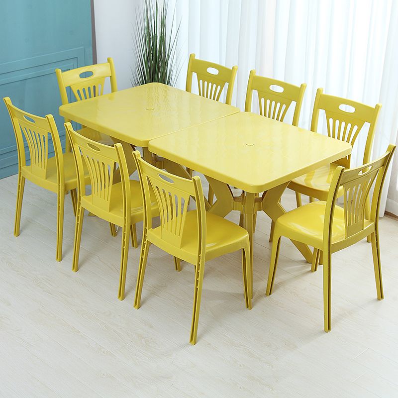 Sillas de comedor de estilo nórdico, silla auxiliar de plástico sin brazos para cocina (juego de 4)