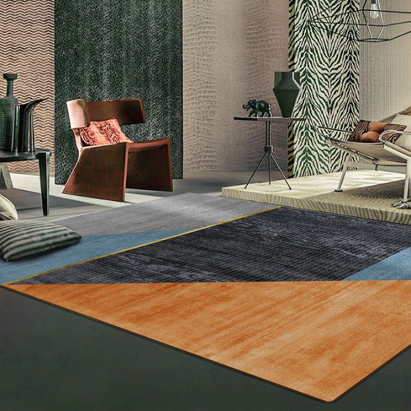 Orange Modern Area Carpet Geometric Pattern Polyester Arae Rug Non-Slip Backing Rug for Living Room