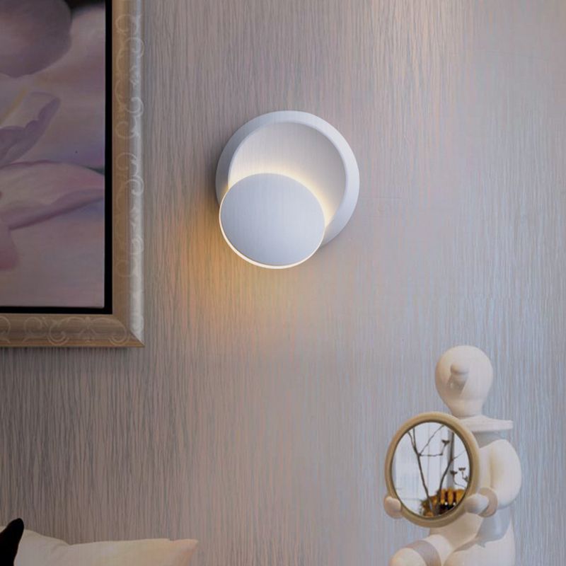 Single Modernism White/Black Wall Mounted Sconce Round LED Wall Light