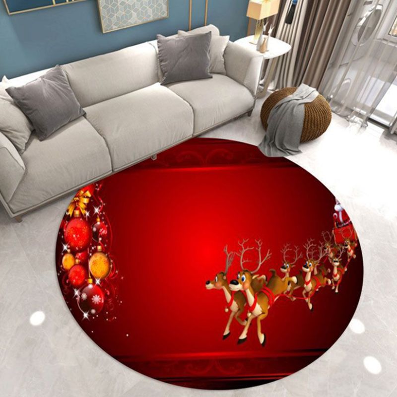 Red Minimalist Carpet Polyester Candle Carpet Washable Carpet for Living Room