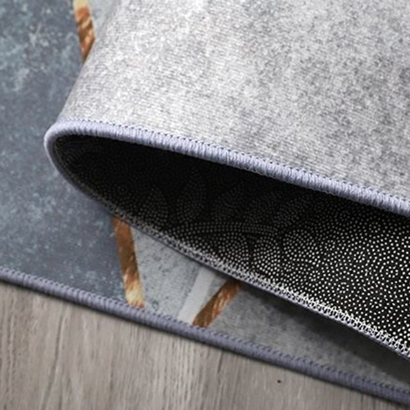 Grey Modern Rug Polyester Geometric Area Rug Washable Rug for Living Room